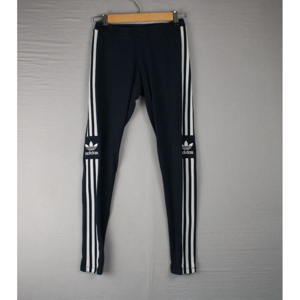 Adidas Womens Jeggings Blue Size Small 3 White Stripes Trefoil Workout Casual